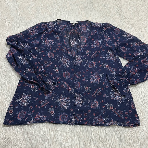 Joie Tops - Joie blue floral paisley sheer boho button down blouse size medium